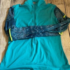 NIKE PRO Teal kint print 1/4 zip M